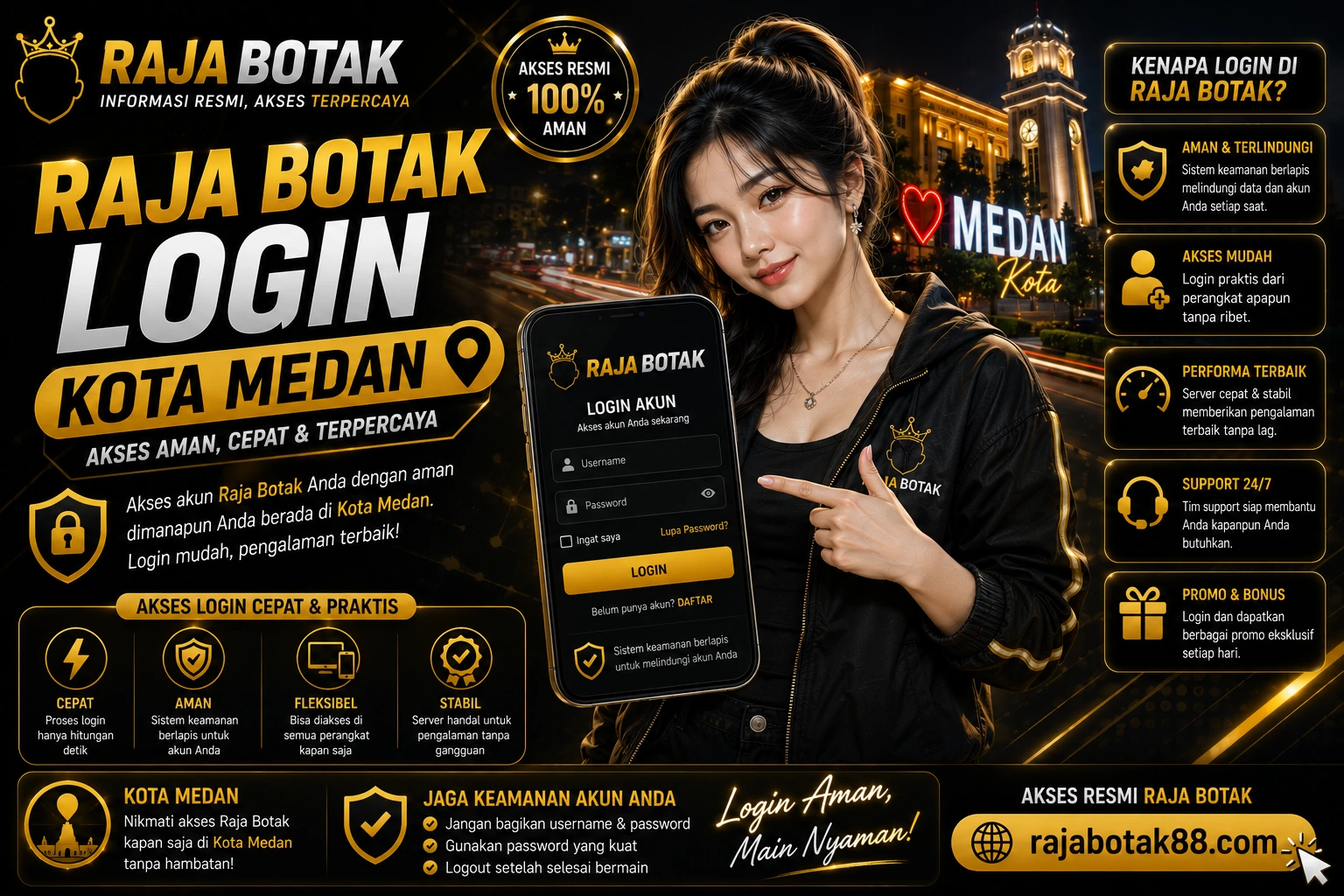 Banner Raja Botak login Kota Medan untuk panduan akses akun pengguna.