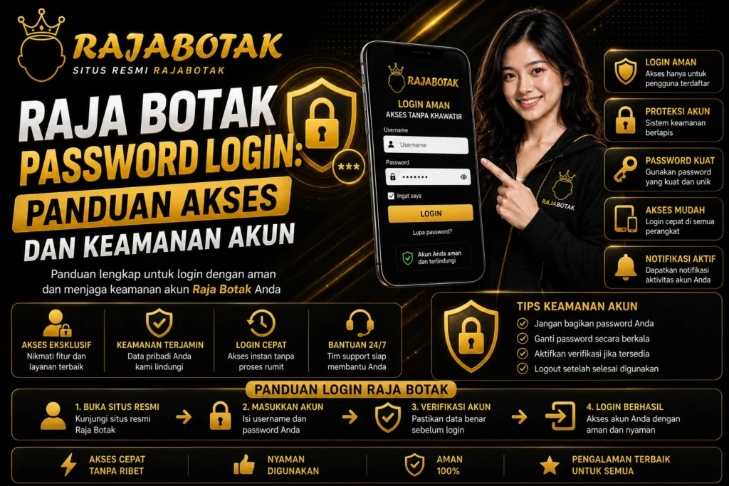 Banner Raja Botak password login untuk panduan keamanan akun.