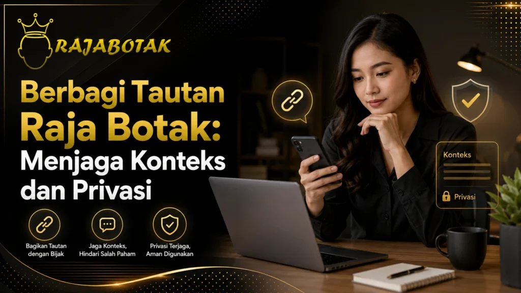Ilustrasi berbagi tautan Raja Botak sambil menjaga konteks dan privasi