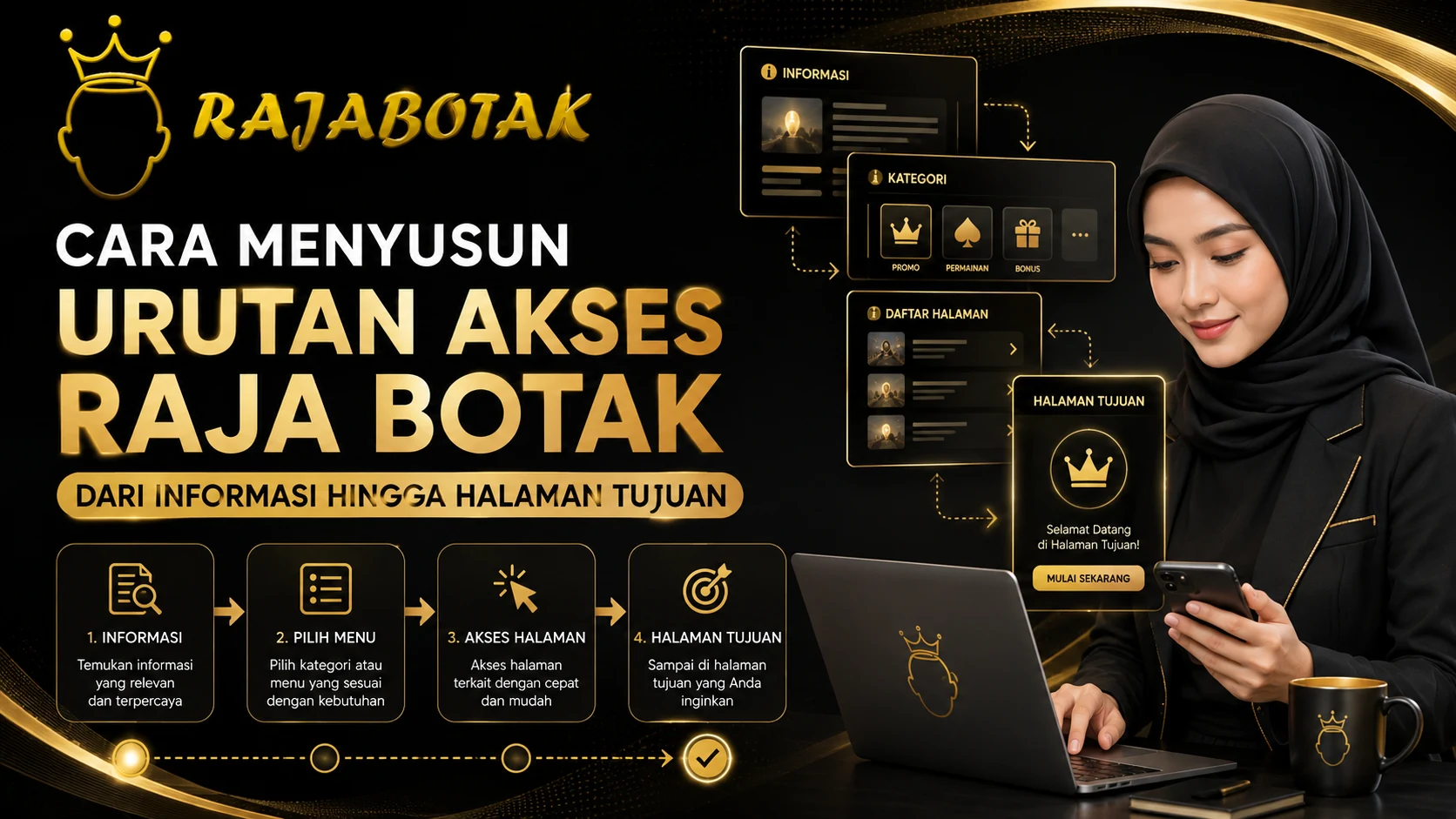 Cara menyusun urutan akses Raja Botak dari informasi awal hingga halaman tujuan