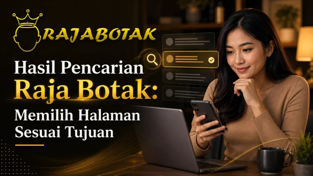 Ilustrasi memilih halaman Raja Botak dari hasil pencarian sesuai tujuan