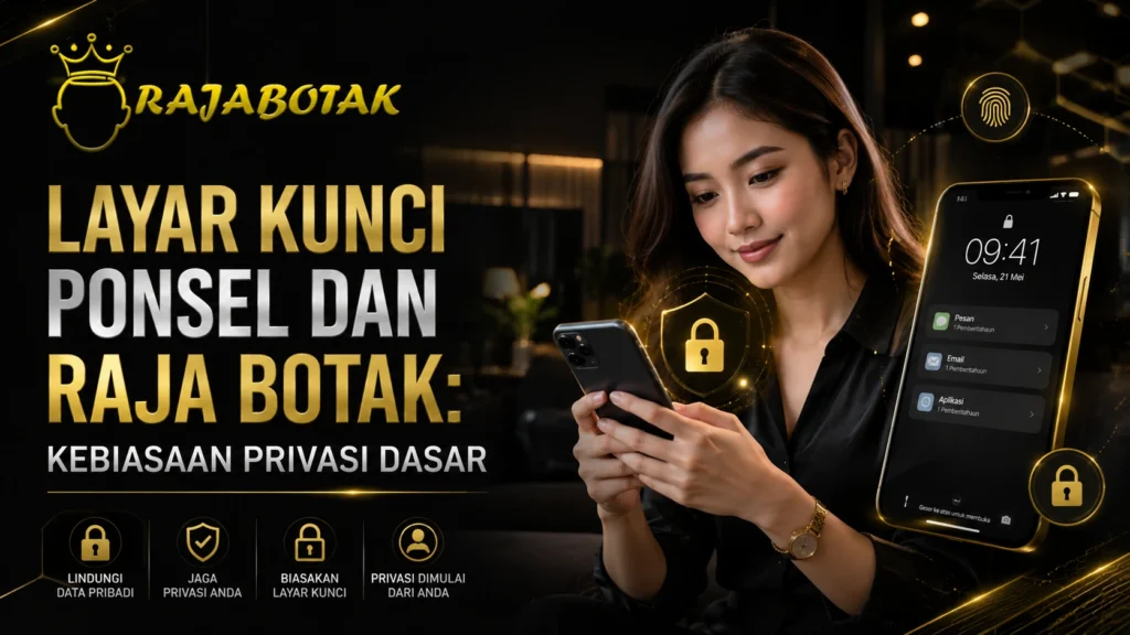 Ilustrasi penggunaan layar kunci ponsel untuk menjaga privasi saat mengakses Raja Botak