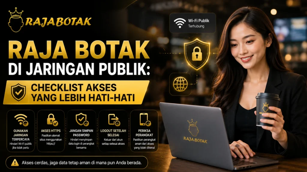 Ilustrasi akses Raja Botak melalui jaringan publik dengan pemeriksaan keamanan browser