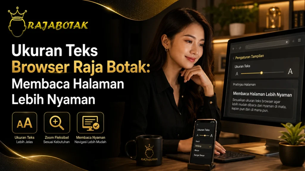 Ukuran teks browser Raja Botak untuk membaca halaman lebih nyaman