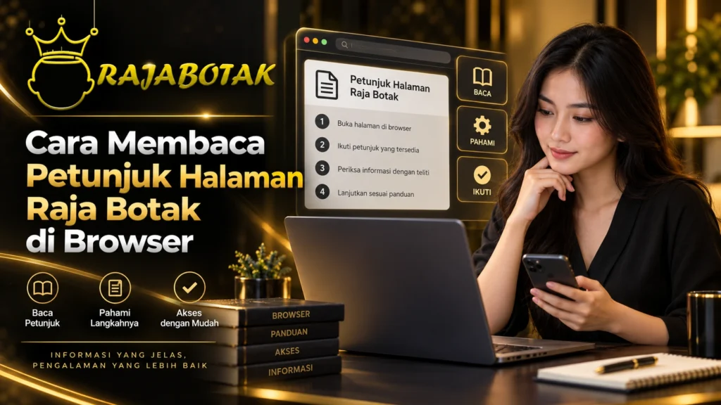 Ilustrasi cara membaca petunjuk halaman Raja Botak di browser