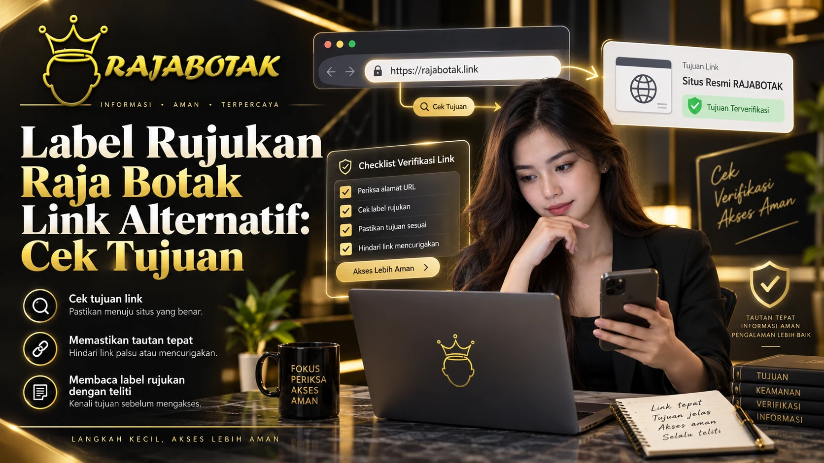 Ilustrasi label rujukan Raja Botak Link Alternatif untuk mengecek tujuan halaman