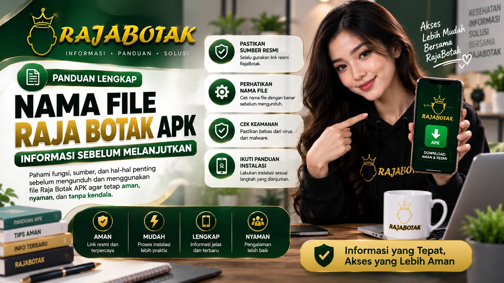 Ilustrasi nama file Raja Botak APK dan informasi sebelum melanjutkan