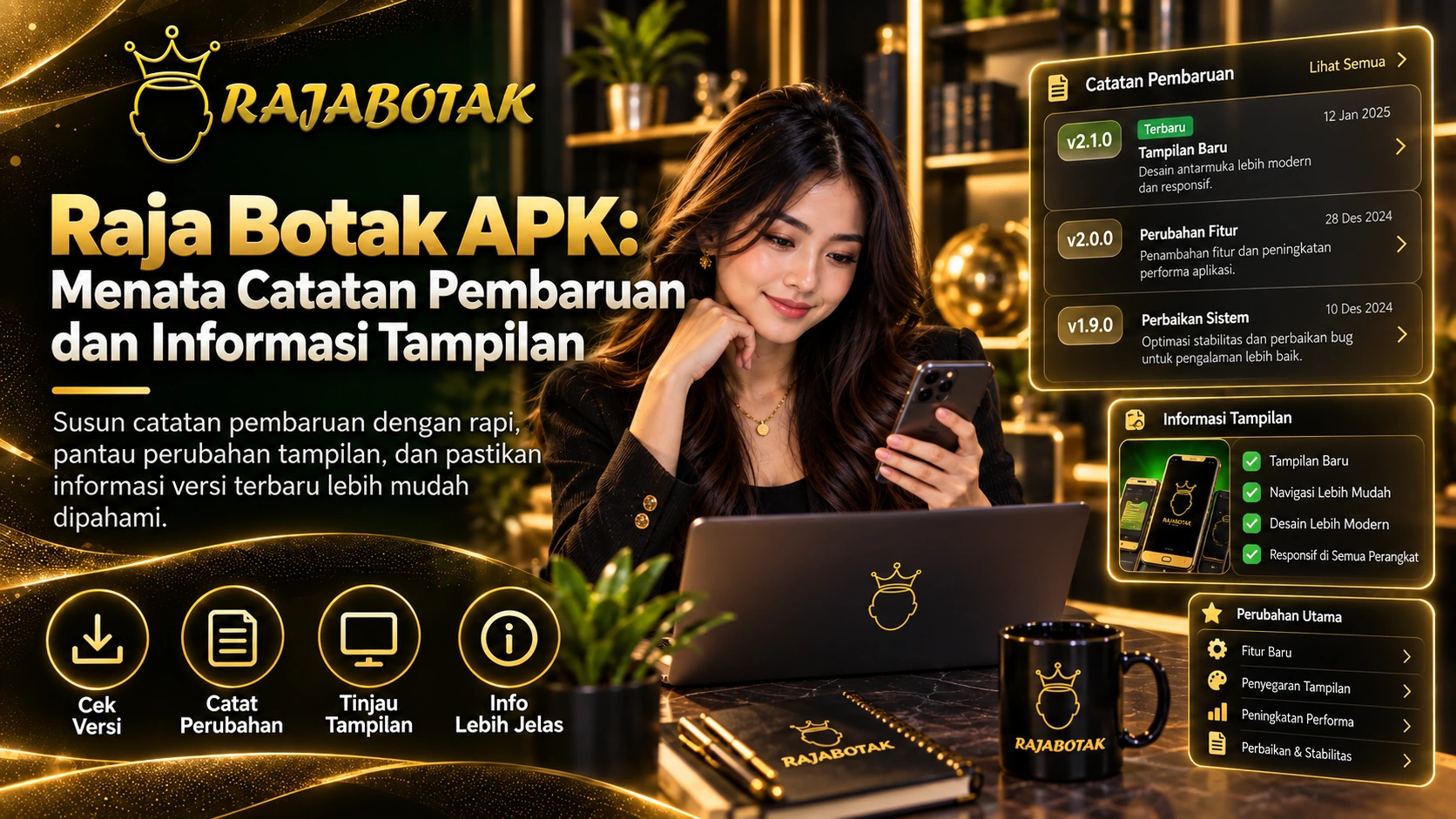 Raja Botak APK menata catatan pembaruan dan informasi tampilan
