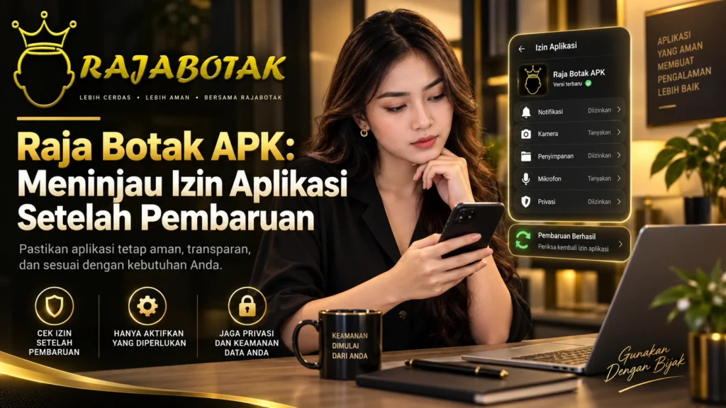 Ilustrasi peninjauan izin Raja Botak APK setelah pembaruan