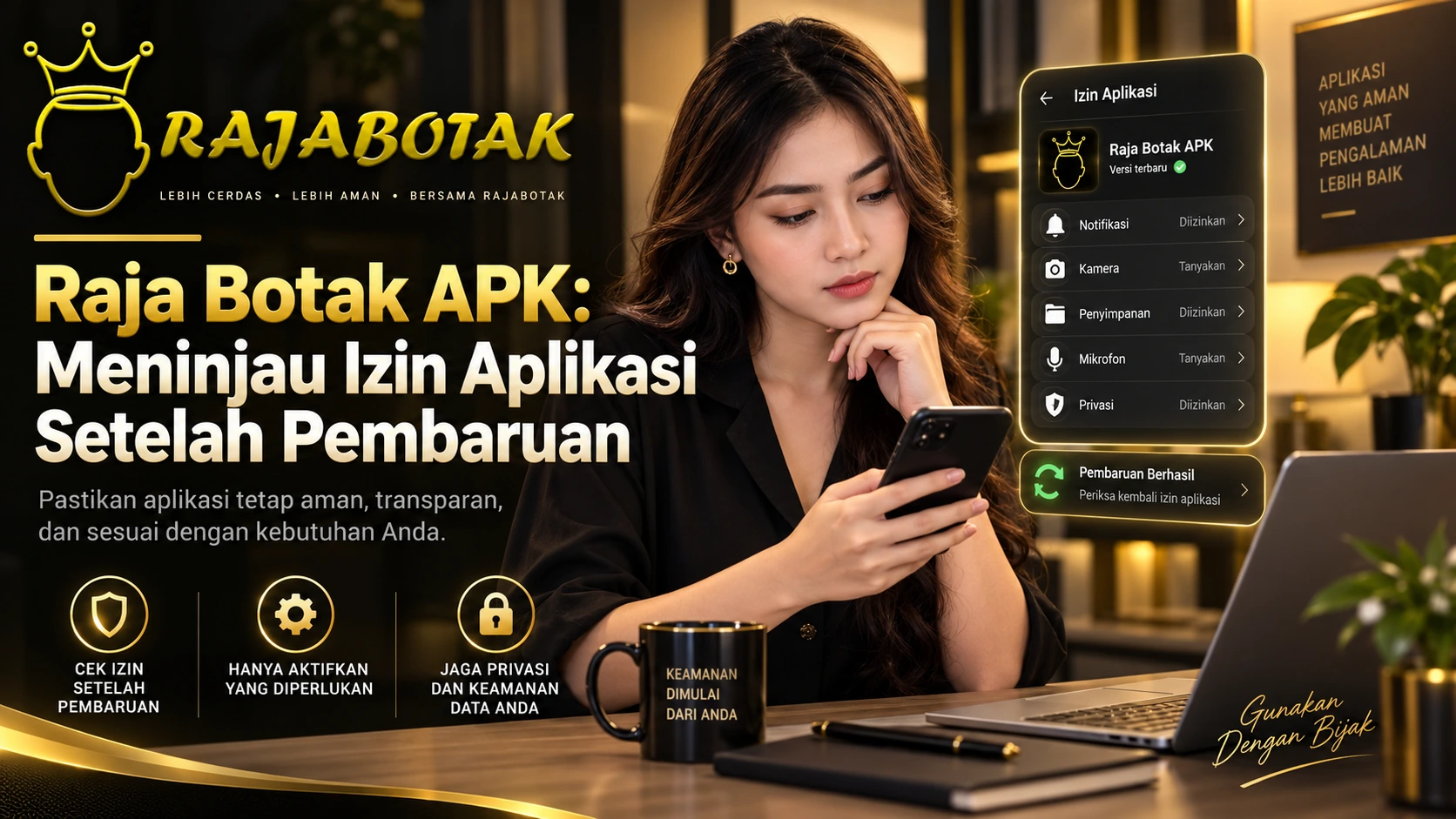 Ilustrasi peninjauan izin Raja Botak APK setelah pembaruan