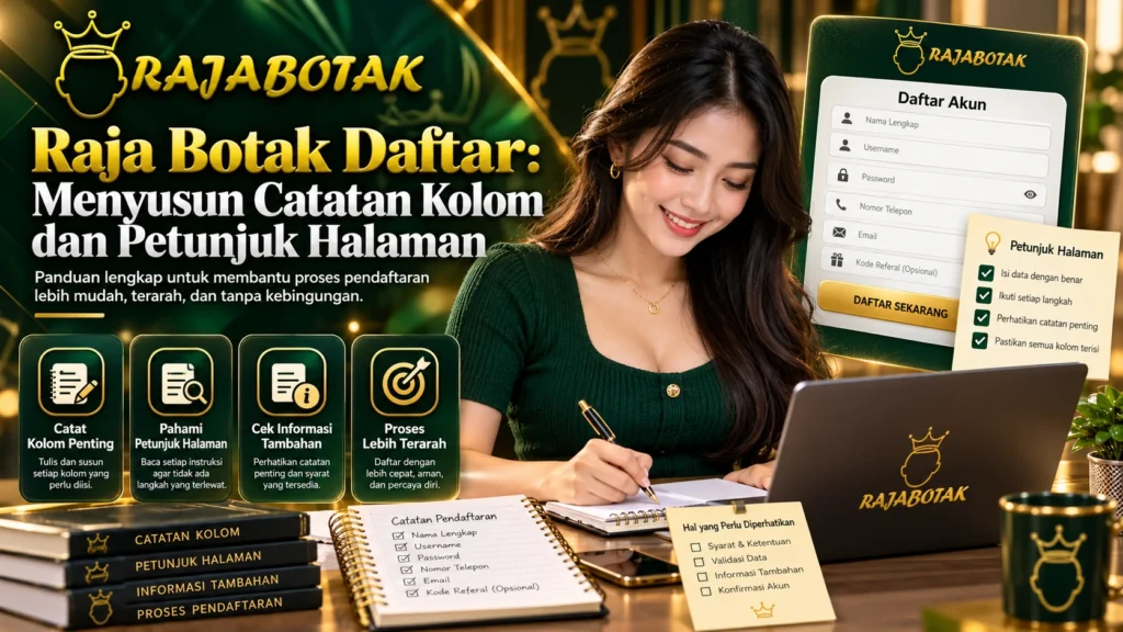 Raja Botak Daftar menyusun catatan kolom dan petunjuk halaman