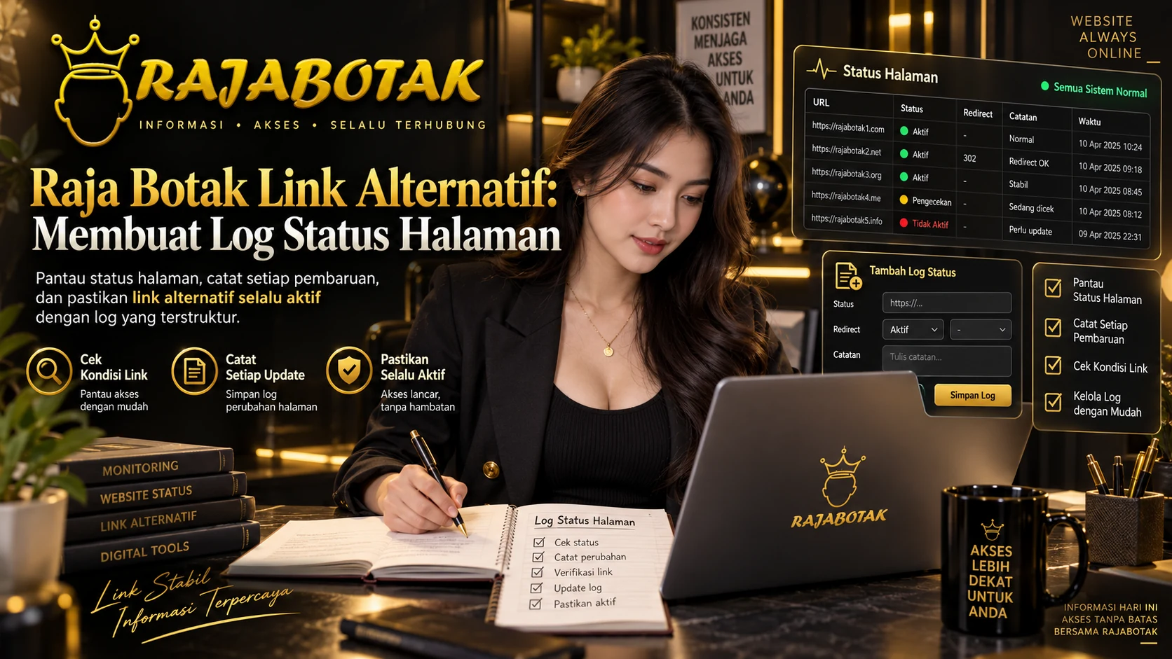 Raja Botak Link Alternatif membuat log status halaman