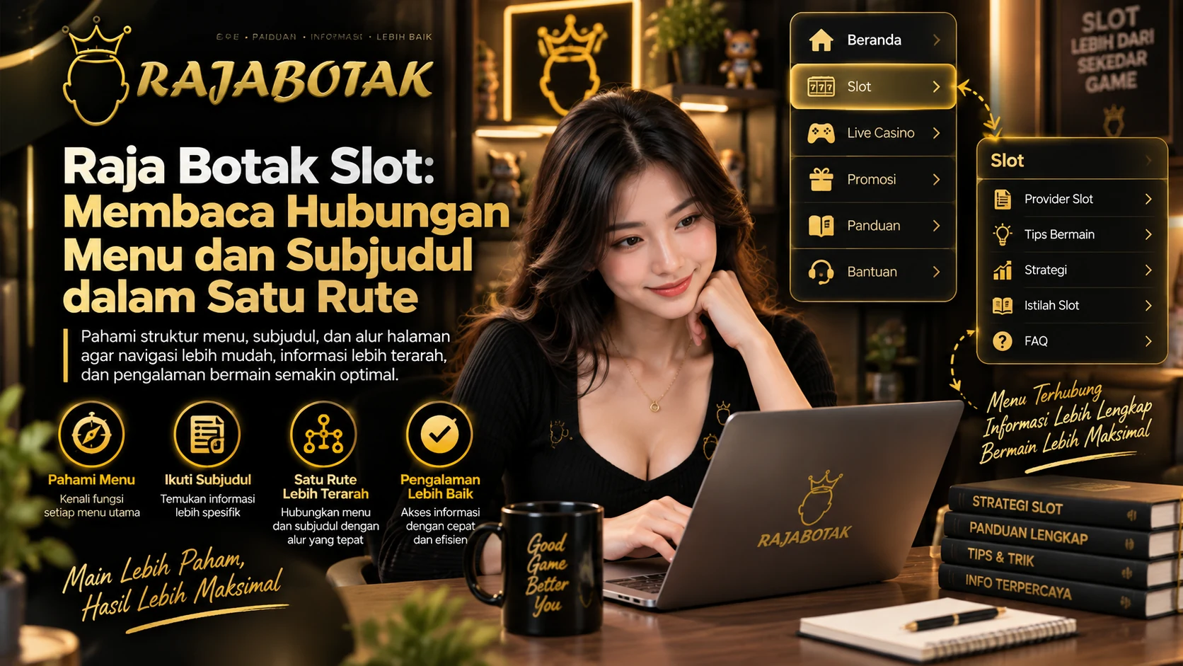Ilustrasi Raja Botak Slot tentang hubungan menu dan subjudul dalam satu rute