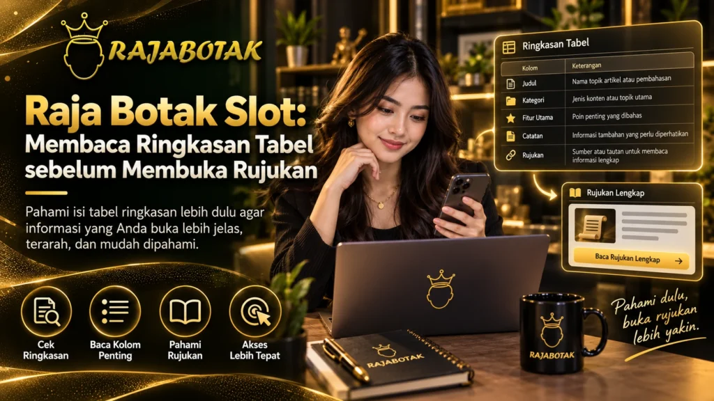 Raja Botak Slot membaca ringkasan tabel sebelum membuka rujukan