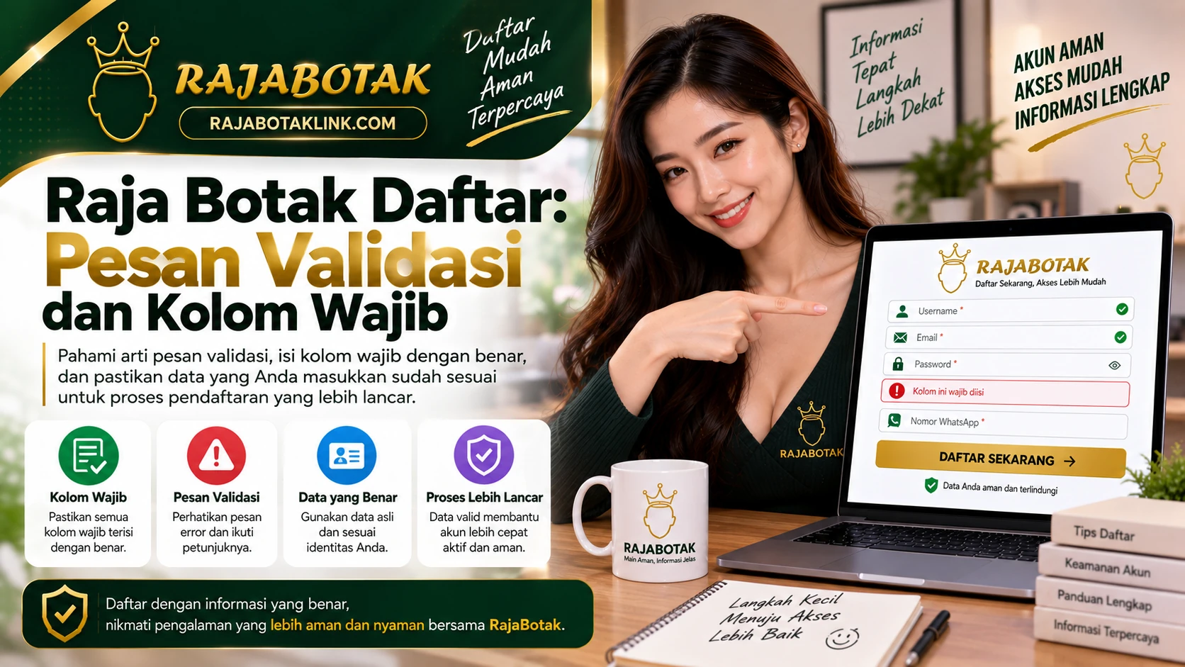 Raja Botak Daftar pesan validasi dan kolom wajib
