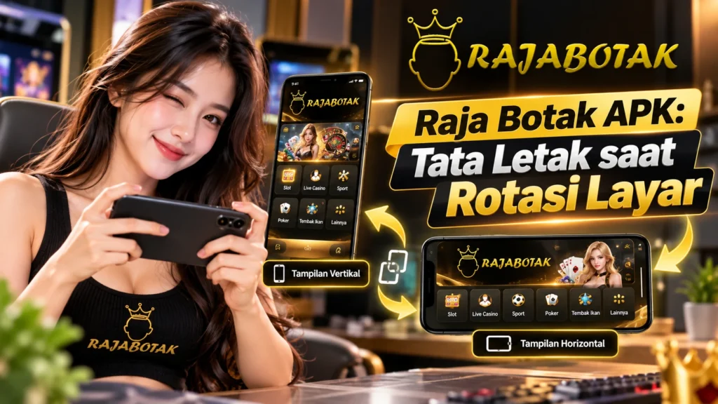 Ilustrasi perubahan tata letak Raja Botak APK saat layar diputar
