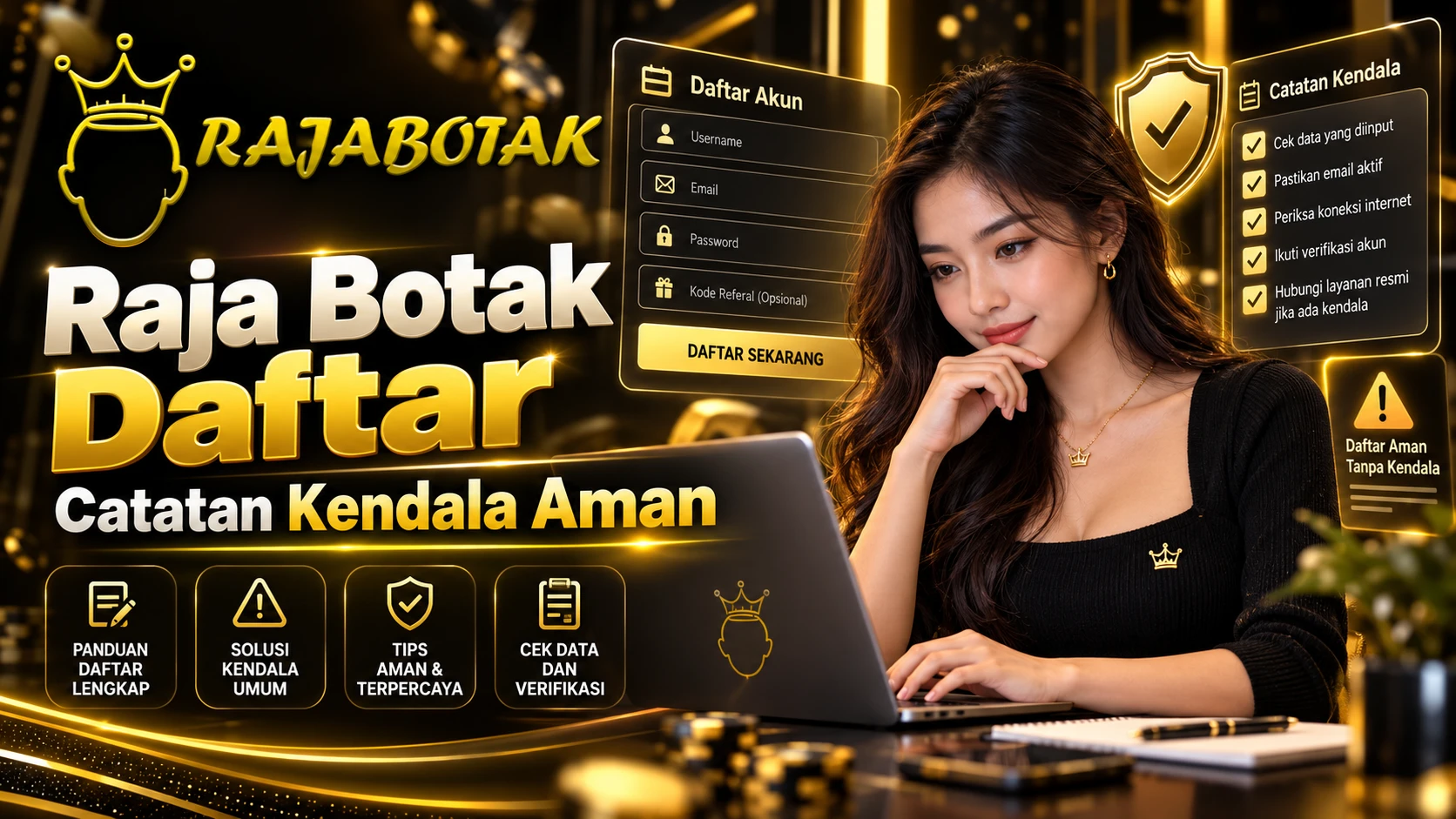 Ilustrasi panduan mencatat kendala Raja Botak Daftar tanpa data pribadi
