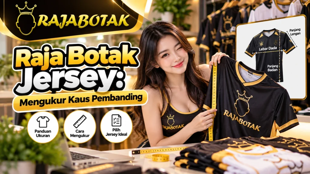Ilustrasi panduan Raja Botak Jersey untuk mengukur kaus pembanding