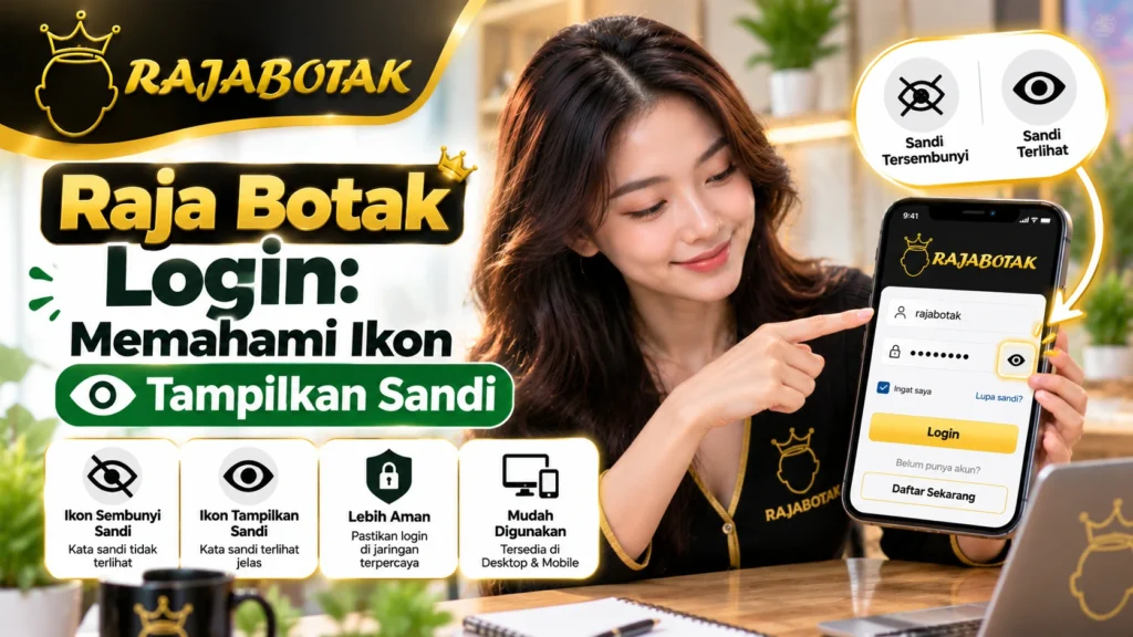 Ilustrasi ikon tampilkan sandi pada panduan Raja Botak Login