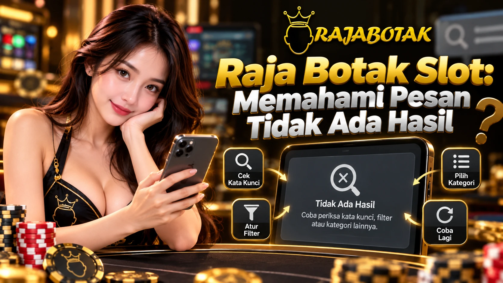 Ilustrasi pesan tidak ada hasil pada panduan Raja Botak Slot