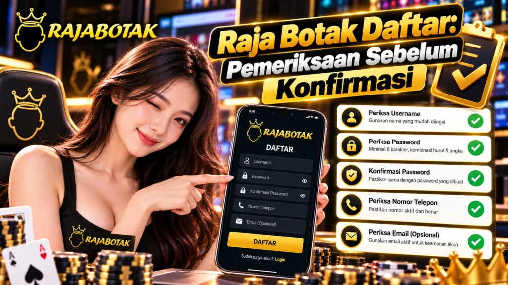 Banner panduan Raja Botak Daftar tentang pemeriksaan formulir sebelum konfirmasi
